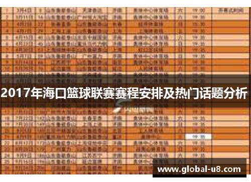 2017年海口篮球联赛赛程安排及热门话题分析 